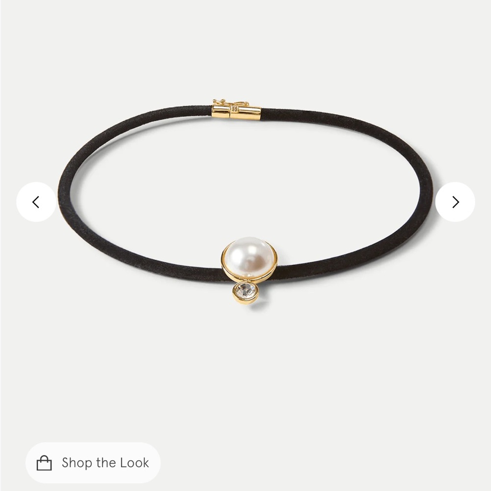 Pearl and Crystal Pendant Black Cord Necklace - Picture 3 of 4